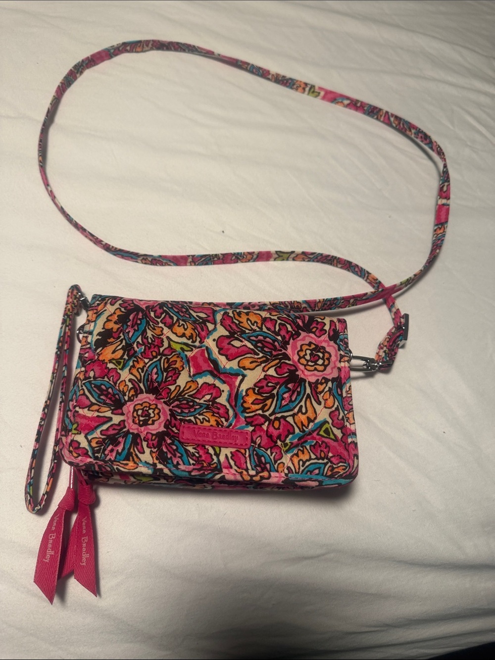 Vera Bradley Pink Multicolor Floral Crossbody Wallet